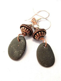Copper and Natural rock earrings