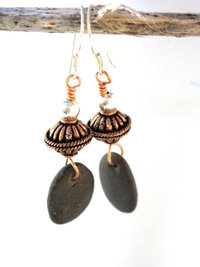 Copper and Natural rock earrings