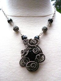 Black Onyx Cabochon Sterling Silver Wire Wrap Cabochon- Mirror to the Soul