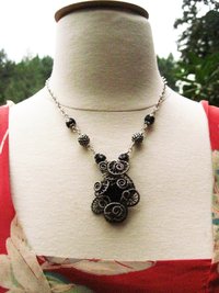 Black Onyx Cabochon Sterling Silver Wire Wrap Cabochon- Mirror to the Soul