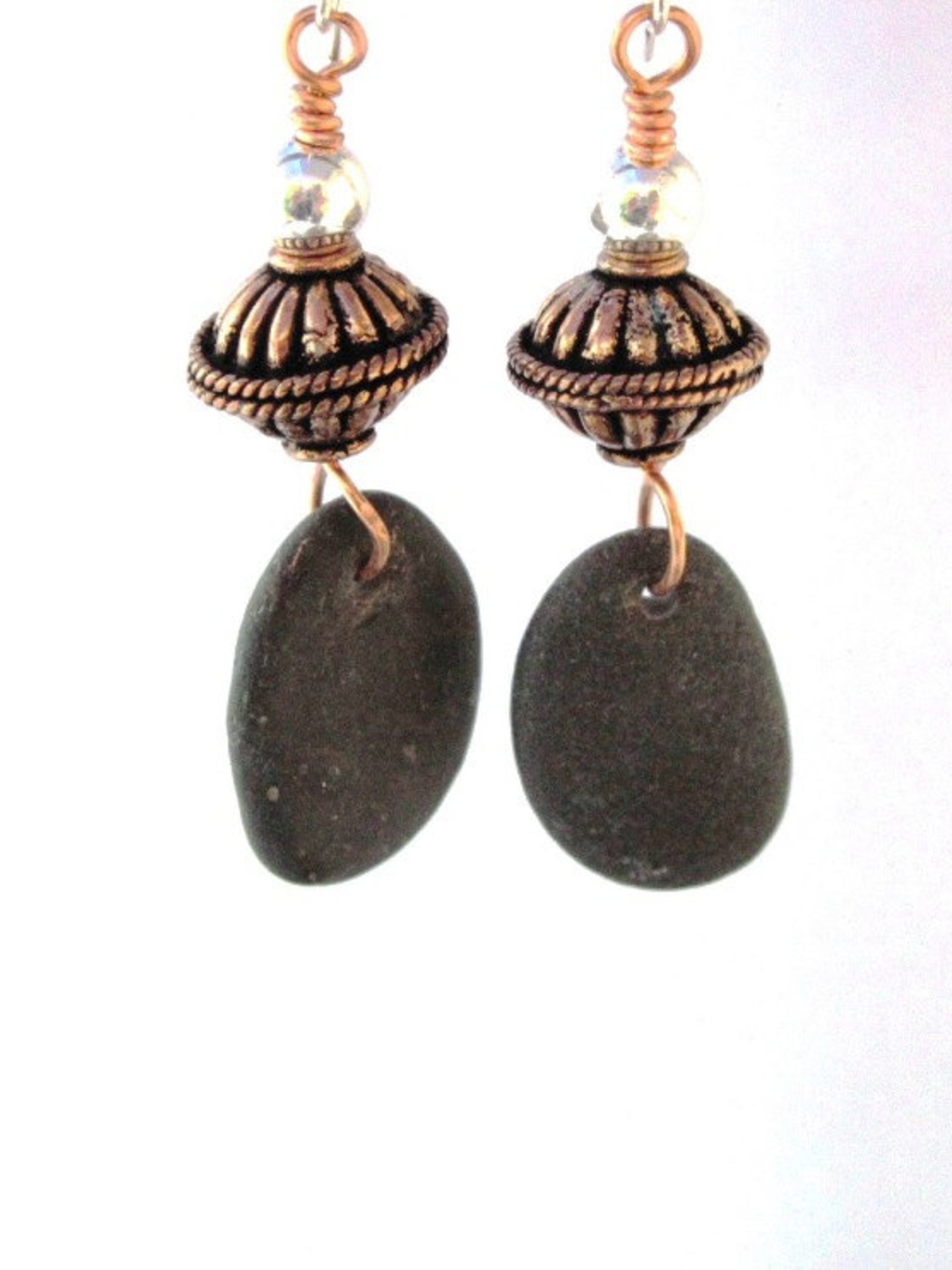 Copper and Natural rock earrings