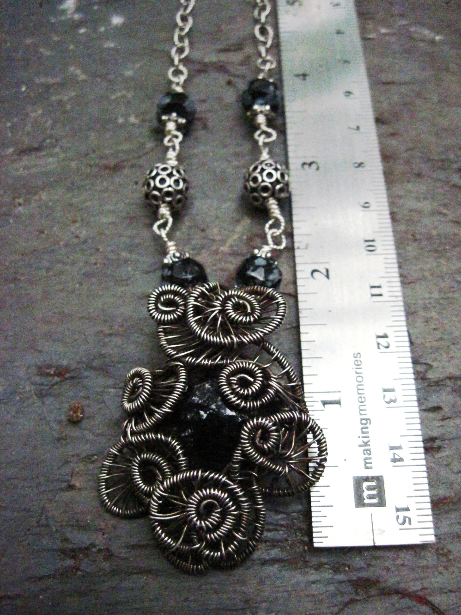 Black Onyx Cabochon Sterling Silver Wire Wrap Cabochon- Mirror to the Soul