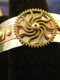 Mixed metal steampunk unisex cuff
