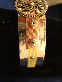 Mixed metal steampunk unisex cuff
