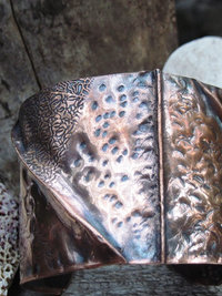 Wide tribal unisex fold form copper cuff