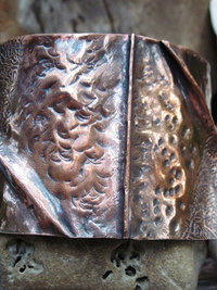 Wide tribal unisex fold form copper cuff
