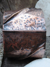 Wide tribal unisex fold form copper cuff