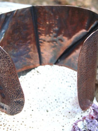 Wide tribal unisex fold form copper cuff