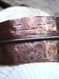 Primitive forged and folded copper cuff