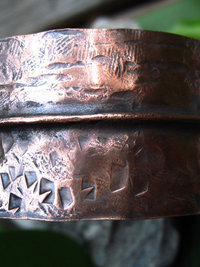 Primitive forged and folded copper cuff