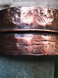 Primitive forged and folded copper cuff