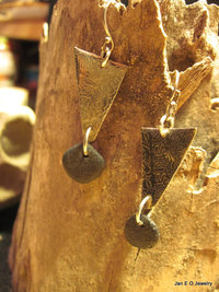 Om  natural stone German silver beach rock dangle earrings
