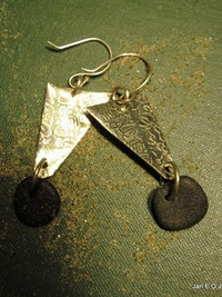 Om  natural stone German silver beach rock dangle earrings