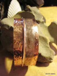 Tribal primitive copper fold form hammered forged cuff