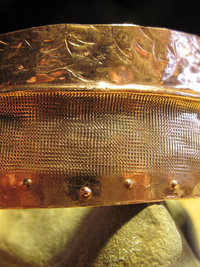 Tribal primitive copper fold form hammered forged cuff