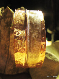 Tribal primitive copper fold form hammered forged cuff