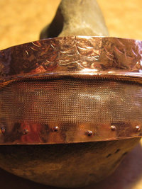 Tribal primitive copper fold form hammered forged cuff