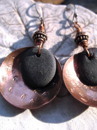 Copper and beach stone dangles