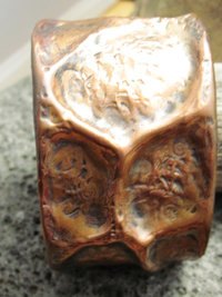 Wide Tribal  Air Chased Copper Cuff Bracelet Forged