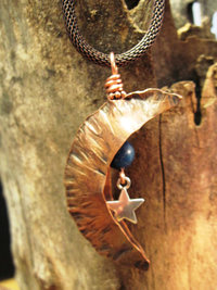 moon gemstone copper pendant