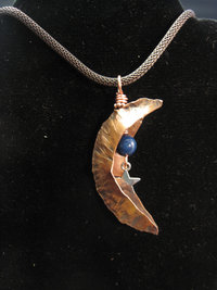 moon gemstone copper pendant