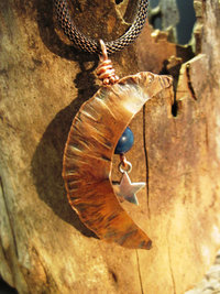 moon gemstone copper pendant