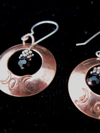 Copper moon earrings with beads