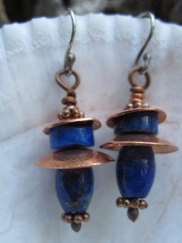gemstone tribal dangle earrings with copper
