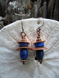 gemstone tribal dangle earrings with copper