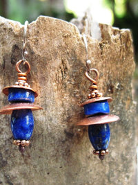 gemstone tribal dangle earrings with copper