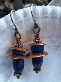 gemstone tribal dangle earrings with copper