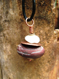 Red jasper and white stacked rock pendant