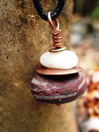 Red jasper and white stacked rock pendant