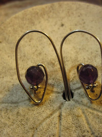 Amethyst gemstone and sterling hoop