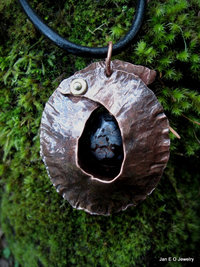 Tribal copper fold form pendant