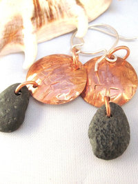 Natural beach rock earrings