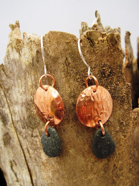 Natural beach rock earrings