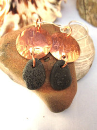 Natural beach rock earrings
