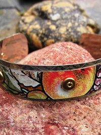 Recycled tin and German Silver Mixed Metal Cuff