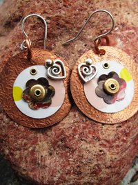 Tin and copper recycled earrings