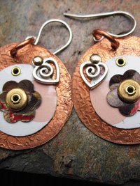 Tin and copper recycled earrings