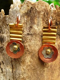 Dangle mixed metal statement earrings one of a kind