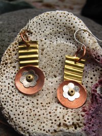 Dangle mixed metal statement earrings one of a kind