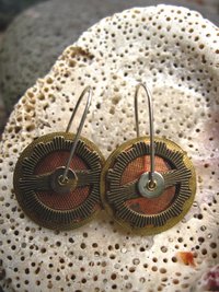 Steampunk latchback mixed metal gear earrings