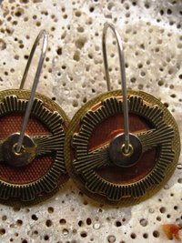 Steampunk latchback mixed metal gear earrings