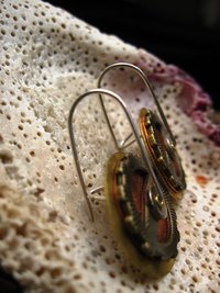 Steampunk latchback mixed metal gear earrings