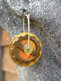 Steampunk latchback mixed metal gear earrings