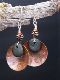 Handmade natural stone and copper earrings