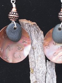 Handmade natural stone and copper earrings