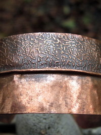 Wide copper fold form cuff bracelet